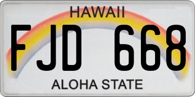 HI license plate FJD668