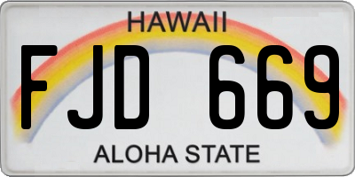 HI license plate FJD669