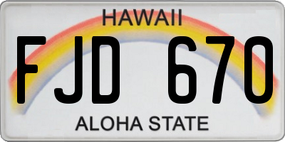 HI license plate FJD670