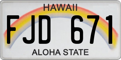 HI license plate FJD671