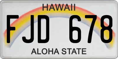 HI license plate FJD678