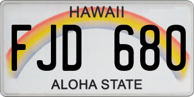 HI license plate FJD680