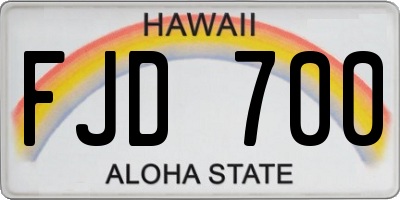 HI license plate FJD700