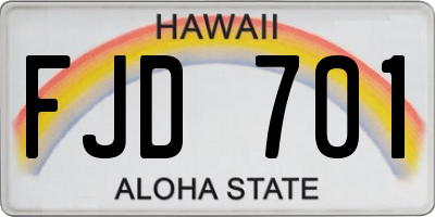 HI license plate FJD701