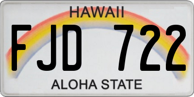 HI license plate FJD722