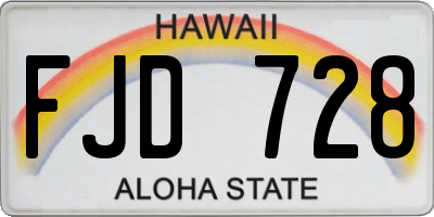 HI license plate FJD728