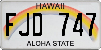 HI license plate FJD747