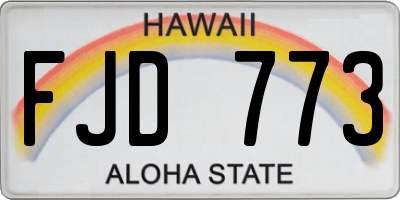 HI license plate FJD773