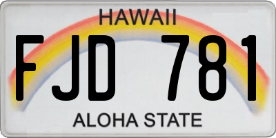 HI license plate FJD781