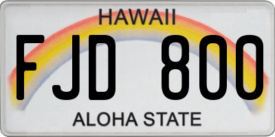 HI license plate FJD800