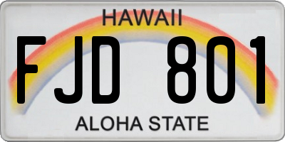 HI license plate FJD801