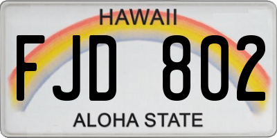 HI license plate FJD802
