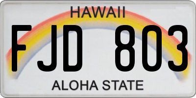 HI license plate FJD803