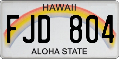HI license plate FJD804