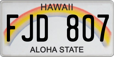 HI license plate FJD807