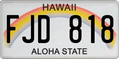HI license plate FJD818