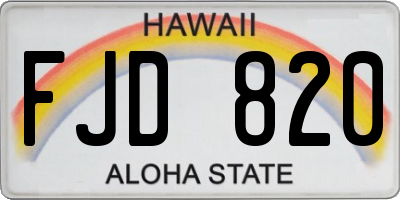 HI license plate FJD820