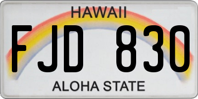 HI license plate FJD830