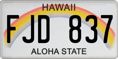 HI license plate FJD837
