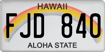 HI license plate FJD840