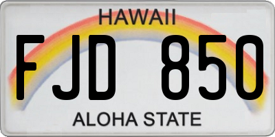 HI license plate FJD850