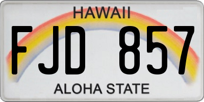 HI license plate FJD857