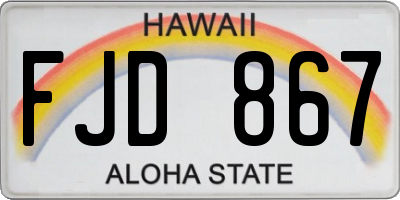 HI license plate FJD867