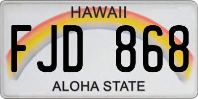 HI license plate FJD868