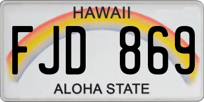 HI license plate FJD869