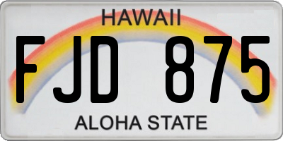 HI license plate FJD875