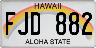 HI license plate FJD882