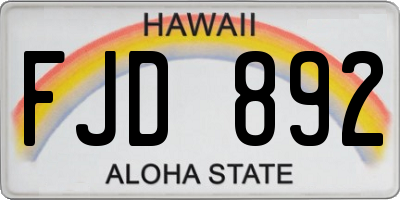 HI license plate FJD892