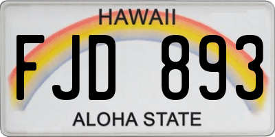 HI license plate FJD893