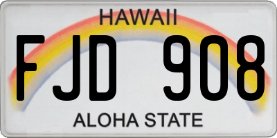 HI license plate FJD908