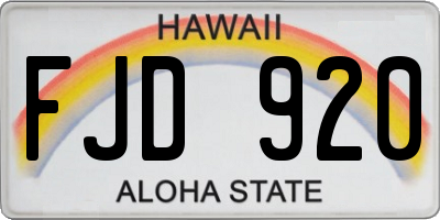 HI license plate FJD920