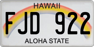HI license plate FJD922