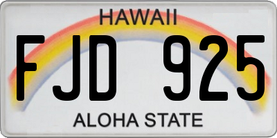HI license plate FJD925