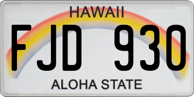 HI license plate FJD930