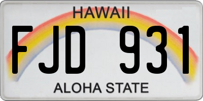 HI license plate FJD931