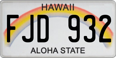 HI license plate FJD932