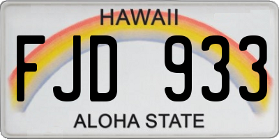 HI license plate FJD933