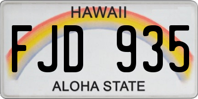 HI license plate FJD935