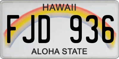 HI license plate FJD936