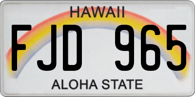 HI license plate FJD965