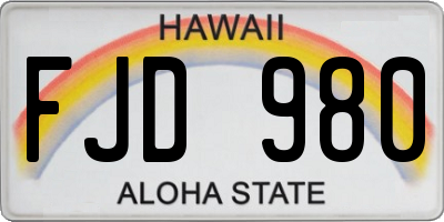 HI license plate FJD980