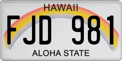 HI license plate FJD981