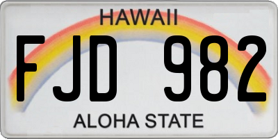 HI license plate FJD982