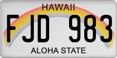 HI license plate FJD983