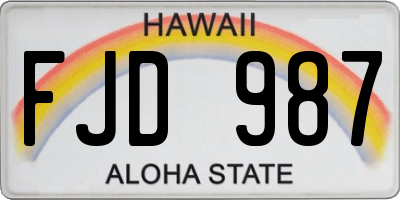 HI license plate FJD987