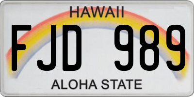 HI license plate FJD989